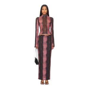 By.Dyln Top & Skirt Brown/Black Size S Mesh Martina Top and Maddox Maxi Skirk